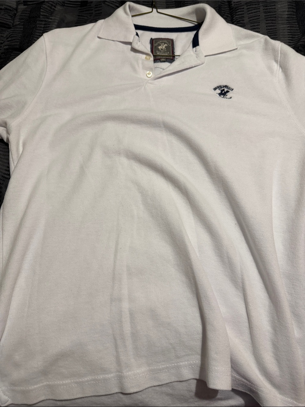 Beverly Hills Polo Club White Polo with Navy Crest